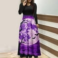 thumbnail image 1 of Qiopertar Vente de Liquidation Robe Longue à Manches Longues Imprimée Halloween pour Femmes avec Fermeture Éclair Col Rond Jupe Longue Offres de la Semaine Moins de 5$, 1 of 5