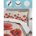 thumbnail image 4 of Quilts Twin Size Bedding Set, Red Poppy Lightweight Quilted Comforter, Spring Summer Farmhouse Flowers Rustic Burlap Soft Reversible Bedspread Coverlet with Pillow Covers for All Season, 68" x 86", 4 of 7