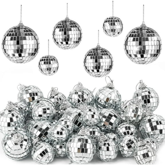6 Pieces Mirror Disco Ball, Silver Hanging Disco Ball Small Party Mirror Balls Cool Reflective Decor Christmas Tree Ornaments for Wedding Party Dance Music Festival (2.4 Inch)