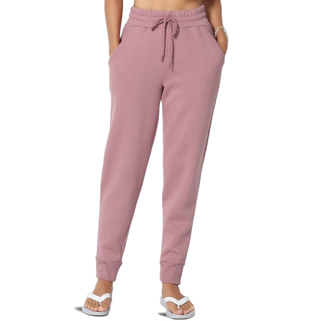 TheMogan Women's S~3X Active Lounge Drawstring Elastic High Waist Jogger Sweat Pants