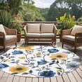 thumbnail image 5 of Yellow Blue Floral Round Living Room Rugs 7 ft, Vintage Leaf Washable Area Rug with Non-Slip Sturdy Edge Binding Round Carpet for Kitchen Office Bedroom, 5 of 9