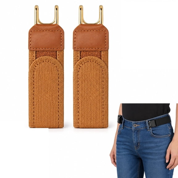 Buckleless Elastic Belt for Men Women, Tactical Metal Hook Stretch Waist Belt, No Buckle Adjustable Belt for Jeans Pants, Birthday Gift,1 set
