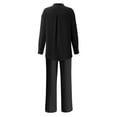 thumbnail image 5 of Conjunto de 2 piezas para mujer: pantalones anchos y blusa con cuello en V - Ropa informal con cintura elástica - Poliéster, S-XL, 5 of 5