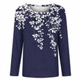 thumbnail image 6 of Uootdi Womens Tees Crew Neck Long Sleeve Floral Border Splice Pullover Tee for Women Loose Fit Soft Spring Boho Womens Tops, 6 of 7