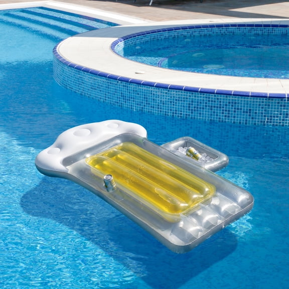 Swim Central Inflatable Beer Mug Swimming Pool Raft - 72" - White and Yellow