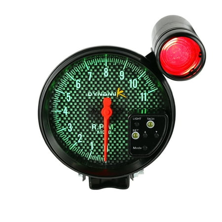 Spec-D Tuning 12V 5" 7-Color Led Light 11K Rpm Tachometer Gauge Black/Carbon Fiber