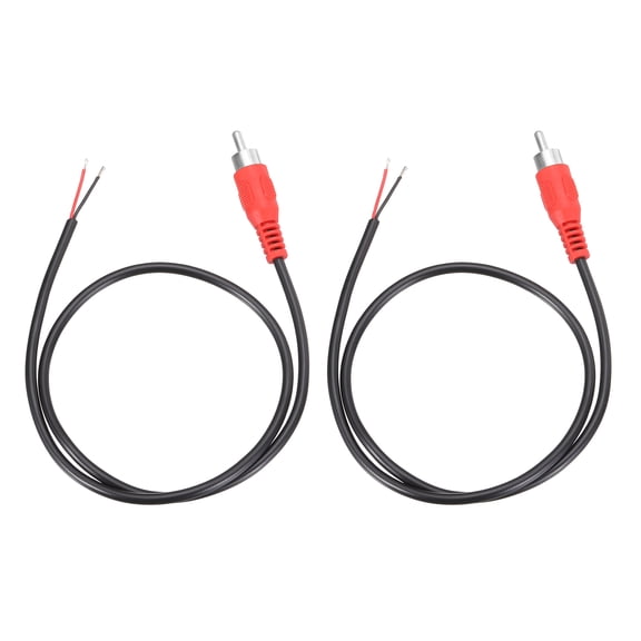 1.6FT RCA to Bare Wire Speaker Cable, 22AWG Replacement Red RCA Male Plug to Open End Pigtail Audio Cable Connector Adapter for Amplifier, Home Audio Speakers, Pack of 2