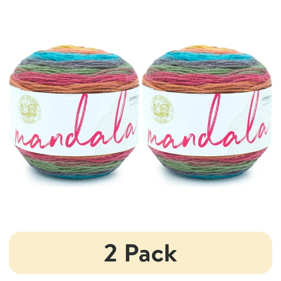 (2 pack) Lion Brand Yarn Mandala Groot Self-Striping Light Acrylic Multi-color Yarn