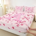 thumbnail image 4 of Manfei Pink Cherry Bow Full Size Sheets For Girls,Cartoon 3D Letter A Initial Bed Sheets For Kids,4 Pieces, 4 of 6