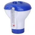 thumbnail image 1 of Dispensador flotante de productos químicos de cloro y bromo para piscinas pequeñas de 5 in de diámetro con termómetro de 120 °F, suministro de productos químicos ajustable, 1 of 5