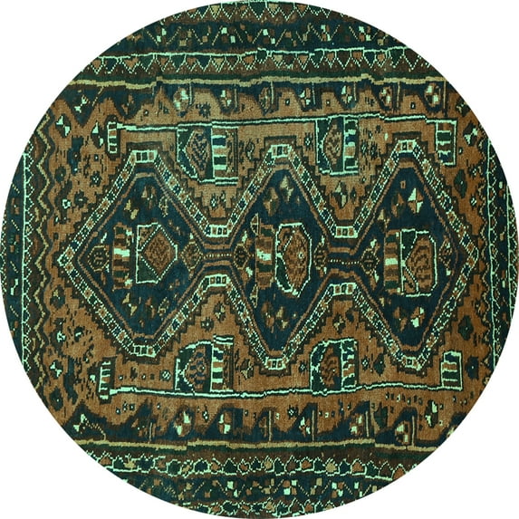 Ahgly Company Indoor Round Persian Turquoise Blue Traditional Area Rugs, 6' Round