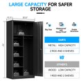 thumbnail image 5 of Bestoo Metal Wardrobe Cabinet with Lock, 71" Garage Wardrobe Closet with Hanging Rod, Steel Wardrobe Storage Locker for Home Office, Gym, Employees, Black, 5 of 9