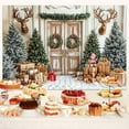thumbnail image 3 of 5X3FT Christmas Tree Wood Door Backdrop Winter Xmas Tree Santa Claus Reindeer Photography Background Christmas Family Holiday Party Decorations Banner Photo Studio Props, 3 of 5
