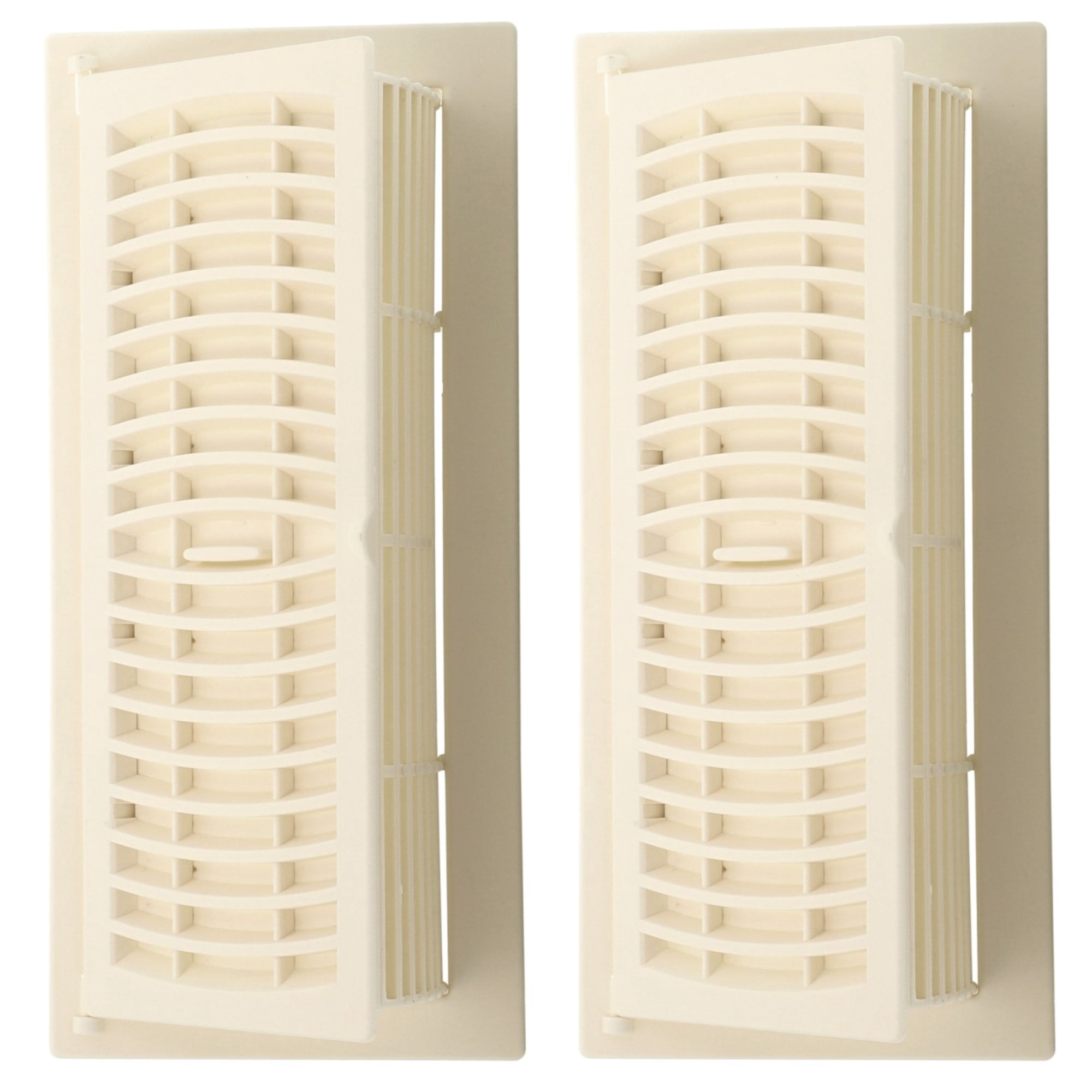 4in x 12in Plastic Rust Proof Almond Pop-Up Heating and Cooling Floor Register (2 PACK) - Overall Dimensions 5 1/4in x 13 1/4