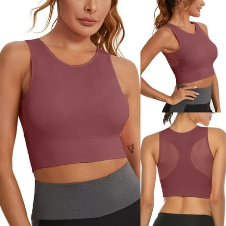 

Alrise Wine Women s Solid Color Fitness Yoga Running Vest Mesh Back Sports Underwear L