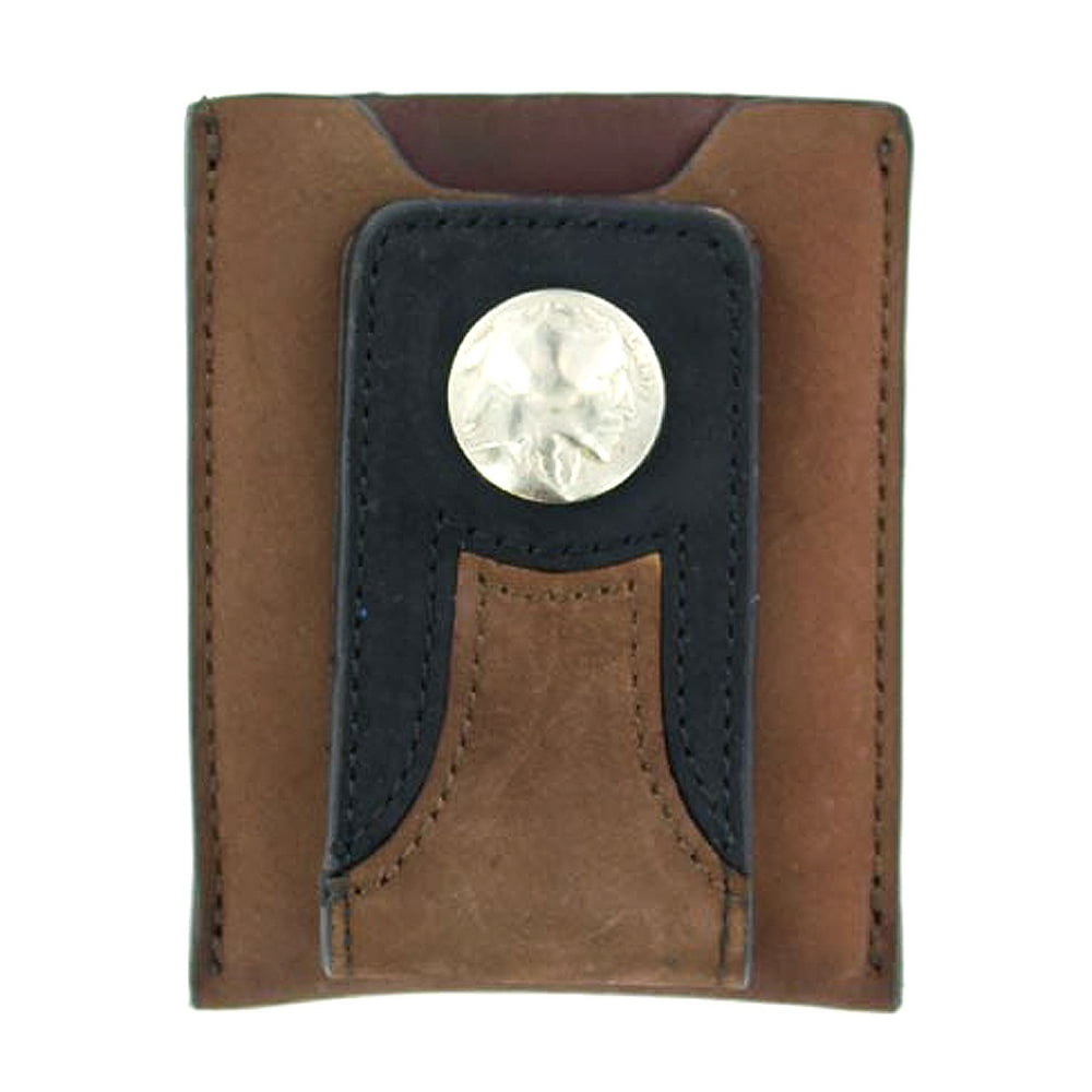 M&F Western Hilason Trucker Money Clip Leather Wallet Crystal Concho