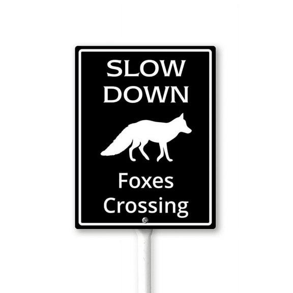Eveokoki Slow Down Fox Crossing Sign With Stake For Neighborhoods Yard Farm Aluminium Caution 8x12inch Farm Decorations Yard Lawn Walkway Decorations Animal Signs