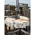 thumbnail image 2 of Outdoor Tablecloth with Umbrella Hole for Patio/Picnic/Party/Camping, Blue Yellow Flowers Waterproof Table Cloth Round Cover Washable, Spring Summer Garden Wildflowers Retro (Dia 54"), 2 of 8
