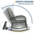 thumbnail image 4 of Techmilly 3-Piece Outdoor Rocking Chairs, Wicker Patio Furniture with Thickened Cushions and Table for Porch (Grey and White), 4 of 7