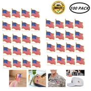 100 Pcs AMERICAN FLAG LAPEL PINS United States for Tie, Suits, Backpack, Tack Badge Pin, USA Flag Pins for Patriotic Display