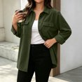 thumbnail image 6 of Jackets for Women Casual Oversized Corduroy Button Down Jacket Solid Color Long Sleeve Lapel Collar Outerwear with Pockets Casual Fall Clothing, 6 of 7