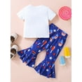 thumbnail image 5 of 4th of July Toddler Baby Little Girl Outfit 12M 2Y 3Y 4Y 5Y 6Y  T-shirt and Flared Bell-Bottom Pants Independence Day Clothes Set, 5 of 10