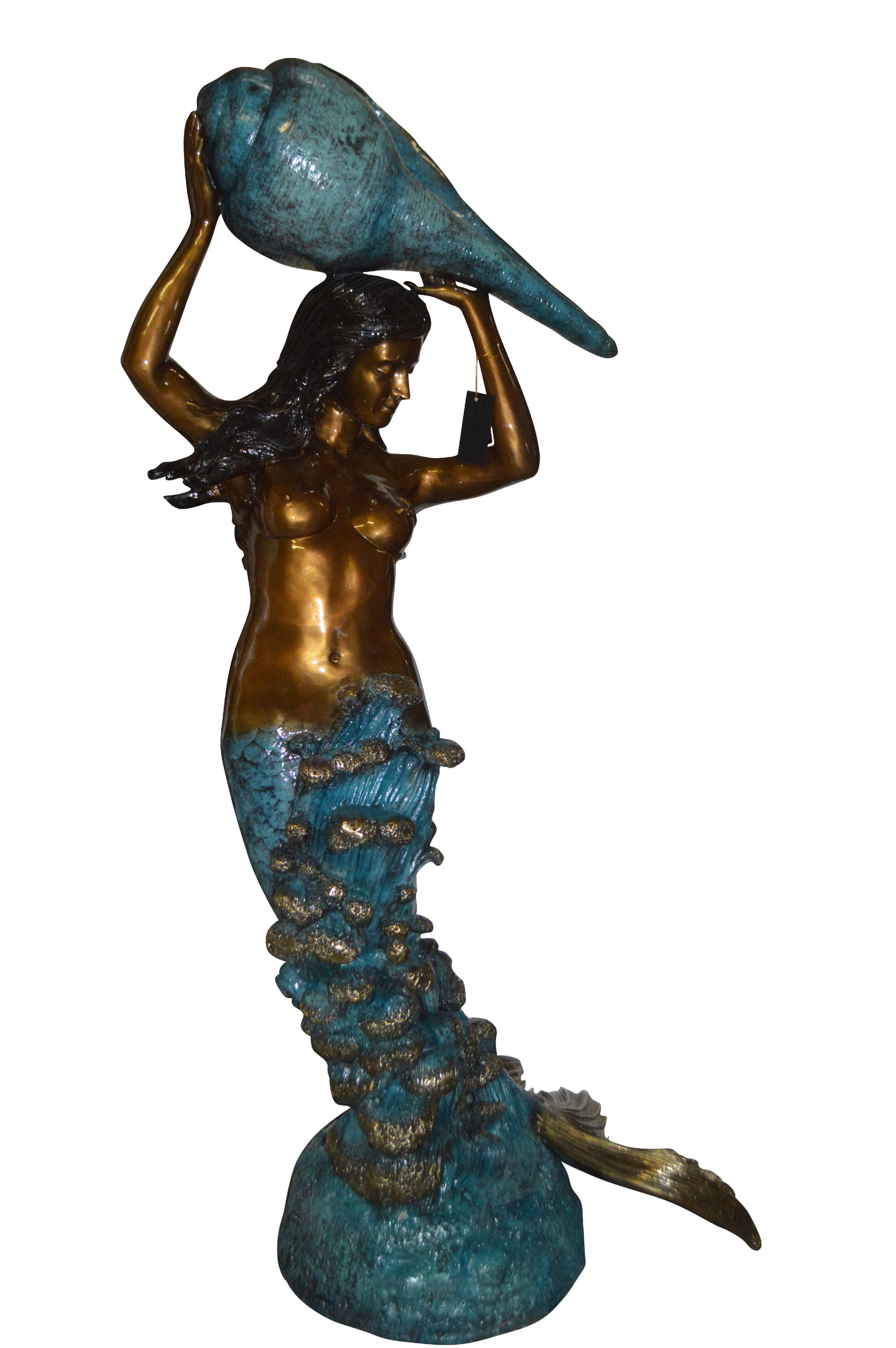 bronze mermaid figurine