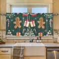 thumbnail image 2 of Yayeee Kitchen Curtains Tier Set of 2 Light Filtering 57"x36" Over Sink Window Panels, Green Christmas Gingerbread, 2 of 7