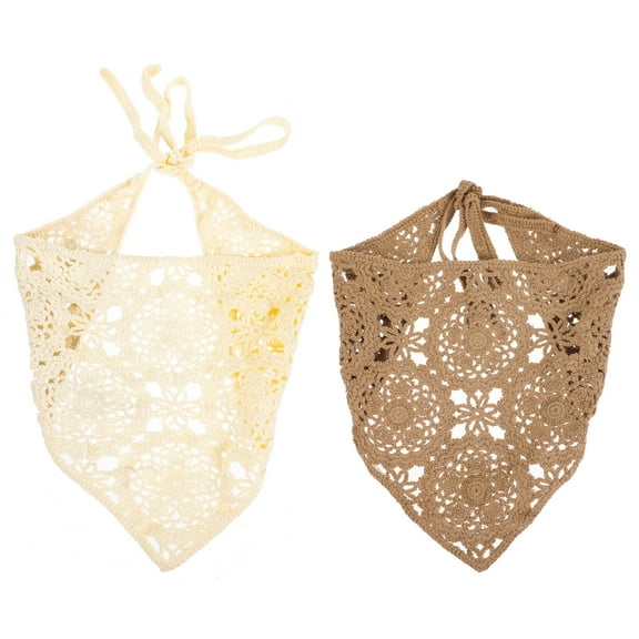 WSTEER 2 pcs Crochet Bandana Headband Triangle Hair Scarf Decorative Hair Bandana for Women