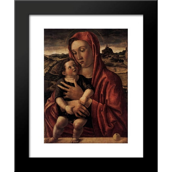 Madonna, with Child Standing on a Parapet 20x24 Framed Art Print by Bellini, ...
