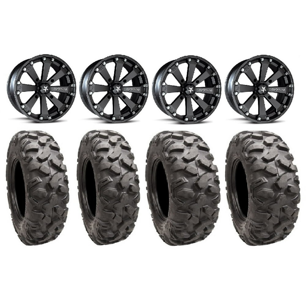 MSA Black Kore 14" UTV Wheels 27" Roctane Tires Yamaha Viking Wolverine