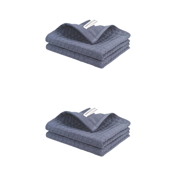 Unique Bargains 100% Cotton Waffle Weave Solid color Kitchen Towels 4 Pack Grey 12" x 12"