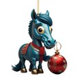 thumbnail image 2 of Dserfhy Horse Christmas Ornament Cartoon 2D Flat Horse Hanging Ornament with Santa Hat And Christmas Balls Acrylic Car Rear View Mirror Charm for Auto Interior Accessories, 2 of 8