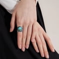thumbnail image 5 of YUHAOTIN Rings for Women Fashion Stainless Steel Turquoise Ring Couple'S Ring Jewellery Birthday Proposal Bridal Engagement Rings Wife Gift Rings for Women Non Tarnish Set, 5 of 7