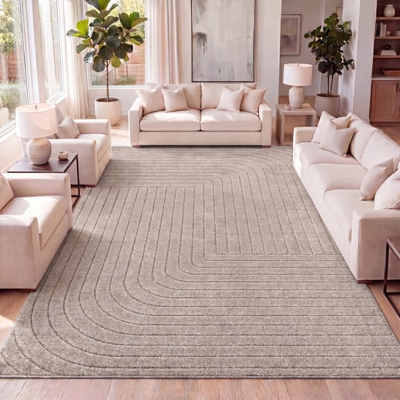 JONATHAN Y SCANDINAVIAN 3 x 5 Area Rug, Odense Minimalist Angle Geometric - Light Taupe, SCN101C-3