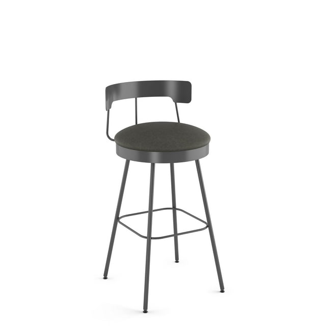 Amisco Monza Tabouret de Comptoir Pivotant 26 Po. - Polyuréthane Gris Foncé / Métal Gris Foncé