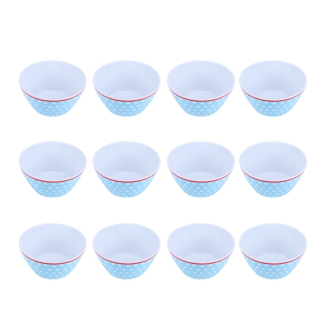 12 Uds. Ensaladeras de 6 pulgadas, cuencos para servir comida, vajilla de porcelana de imitación, punto azul claro