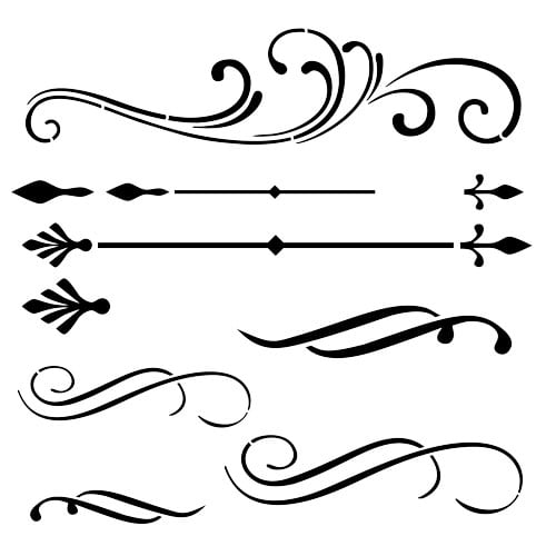 Scrolls and Flourishes Stencil Details (10 mil plastic) - Walmart.com