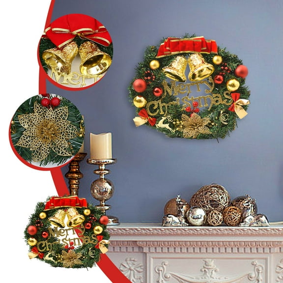 Suncoda Christmas Wreath, Christmas Decorations Christmas Wreath 12 Inch, Christmas Wreaths for Front Door Ornaments, Christmas Wreath with for Home Decor Wall Decor, Christmas Ornament