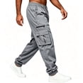 thumbnail image 4 of Yongwang Mens Jogger Cargo Pants Elastic Waist Tapered Pants with Pockets Casual Fashion Sports Pants, 4 of 6