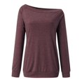 thumbnail image 5 of RMGVDSD Womens T Shirts Top Womens Off The Shoulder Tops Summer Casual Long Sleeve T Shirts Blouse Loose Fit Basic Tees, 5 of 6