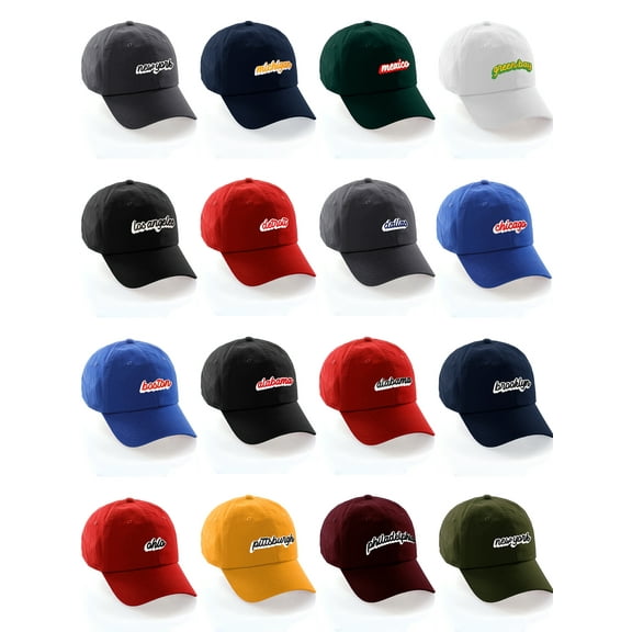 Classic Unstructured USA Cities Baseball Dad Hat 3D Raised PVC Letters Cap