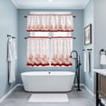 thumbnail image 3 of Red Coastal Shell Kitchen Curtains Sets for Windows 24 Inch Length, Nautical Seahorse Coral Stripes Rod Pocket Window Treatments Tier Curtains and Valances Set for Bedroom/Bathroom, 3 of 8