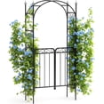 thumbnail image 1 of Bingirl 8FT Garden Arch Arbor with Gate Black for Vines Flowers Roses Outdoor Decor, 1 of 7