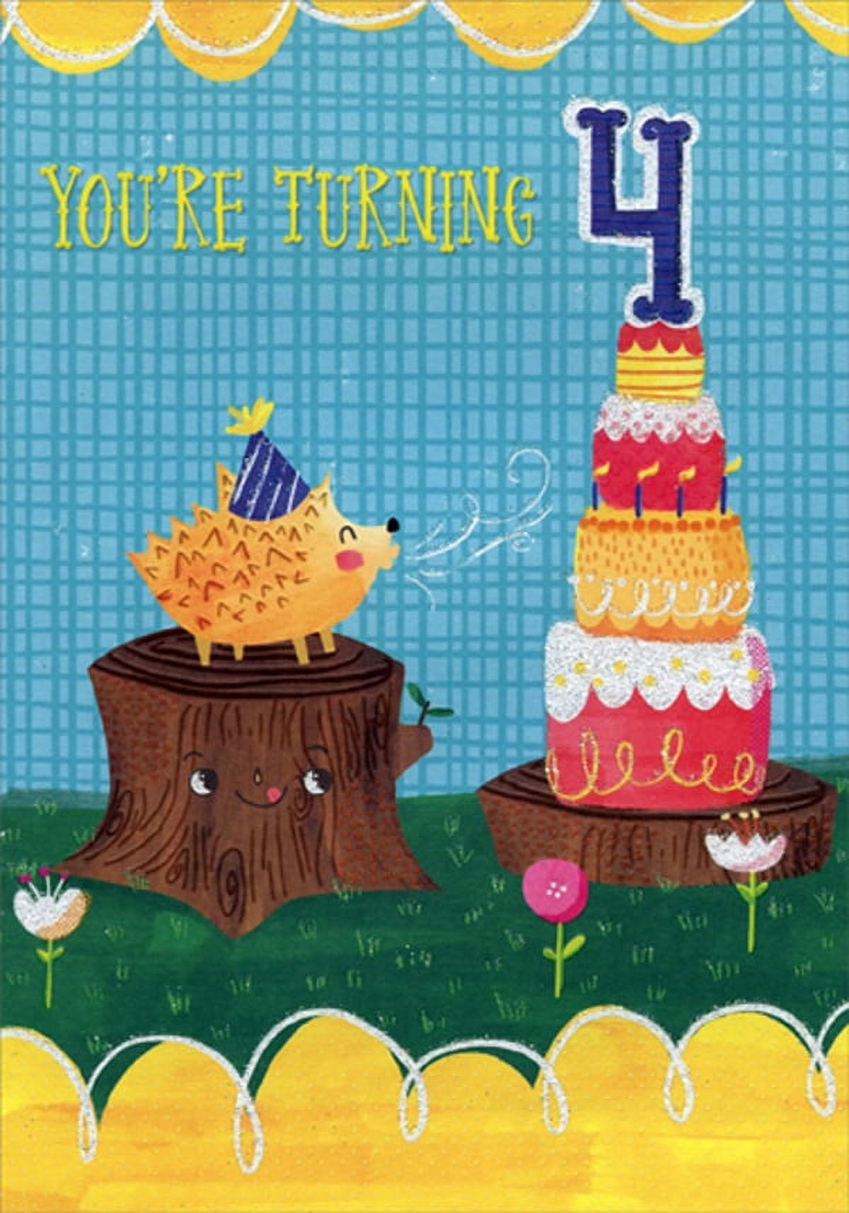 4th Birthday Card With Dinosaur - "Make It Fierce & Fun" Brachiosaurus Greeting Card + Envelope Seal