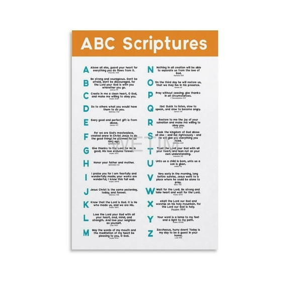 ABC Bible Verse Scriptures Poster Bible Study Poster ABC Scriptures Poster (1) Canvas Painting Posters And Prints Wall Art Pictures for Living Room Bedroom Decor Posters