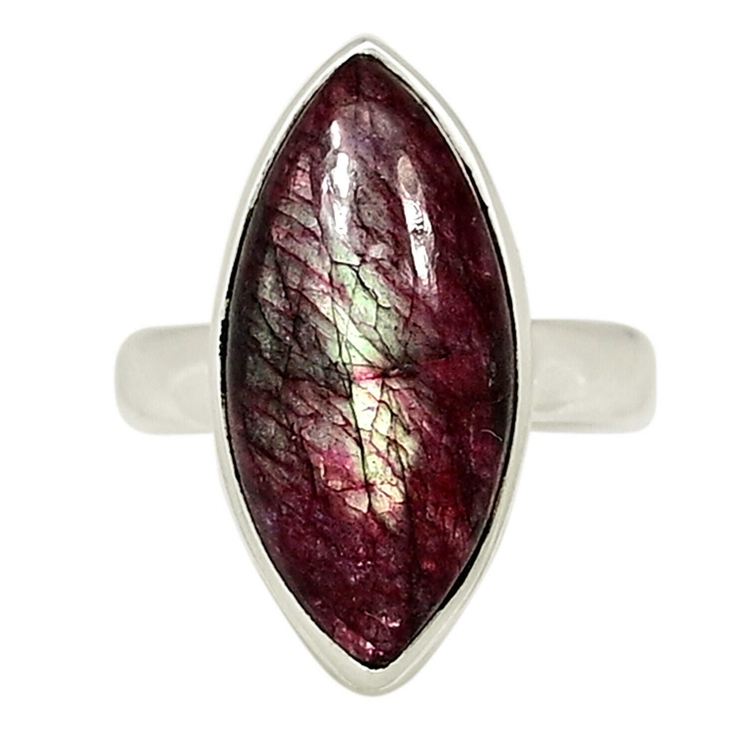 Sz 7-Rare eudialyte and sterling silver 925 statement ring