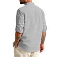 thumbnail image 3 of GrmtClth Mens Linen Shirts Comfy Long Sleeve Top Comfortable Button Down T-Shirts Trend Solid Blouse with Pocket Dark Gray M, 3 of 4