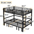 thumbnail image 4 of Bed Frame Queen over Queen size pull-out Metal Bunk Bed, lower bunk can be pulled out in three sections, top bunk equipped with safety rails, black.,Platform Bed Frame, 4 of 19