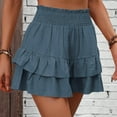 thumbnail image 7 of biudgviw Flowy Shorts for Women Smocked High Waisted Golf Tennis Shorts Ruffle Layered Boho Summer Beach Vacation Shorts, 7 of 7